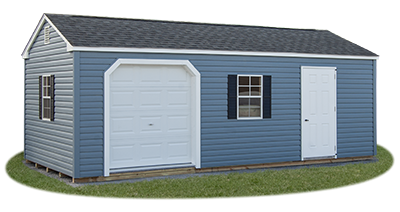 Custom peak storage shed built by Pine Creek Structures