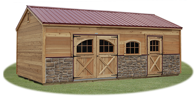 Custom peak storage shed built by Pine Creek Structures