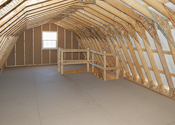 Custom 2-Story Gambrel Cabin Interior built by Pine Creek Structures