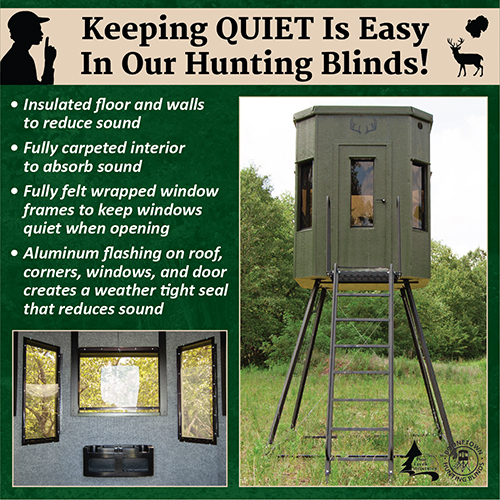 Keeping QUIET Is Easy In Our Hunting Blinds Graphic