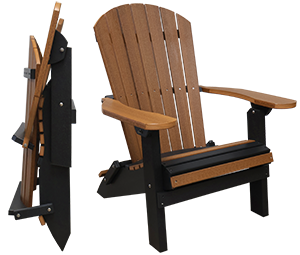 Pine Creek Structures Outdoor Patio Furniture - Poly Folding Adirondack Chair Shown open and Closed