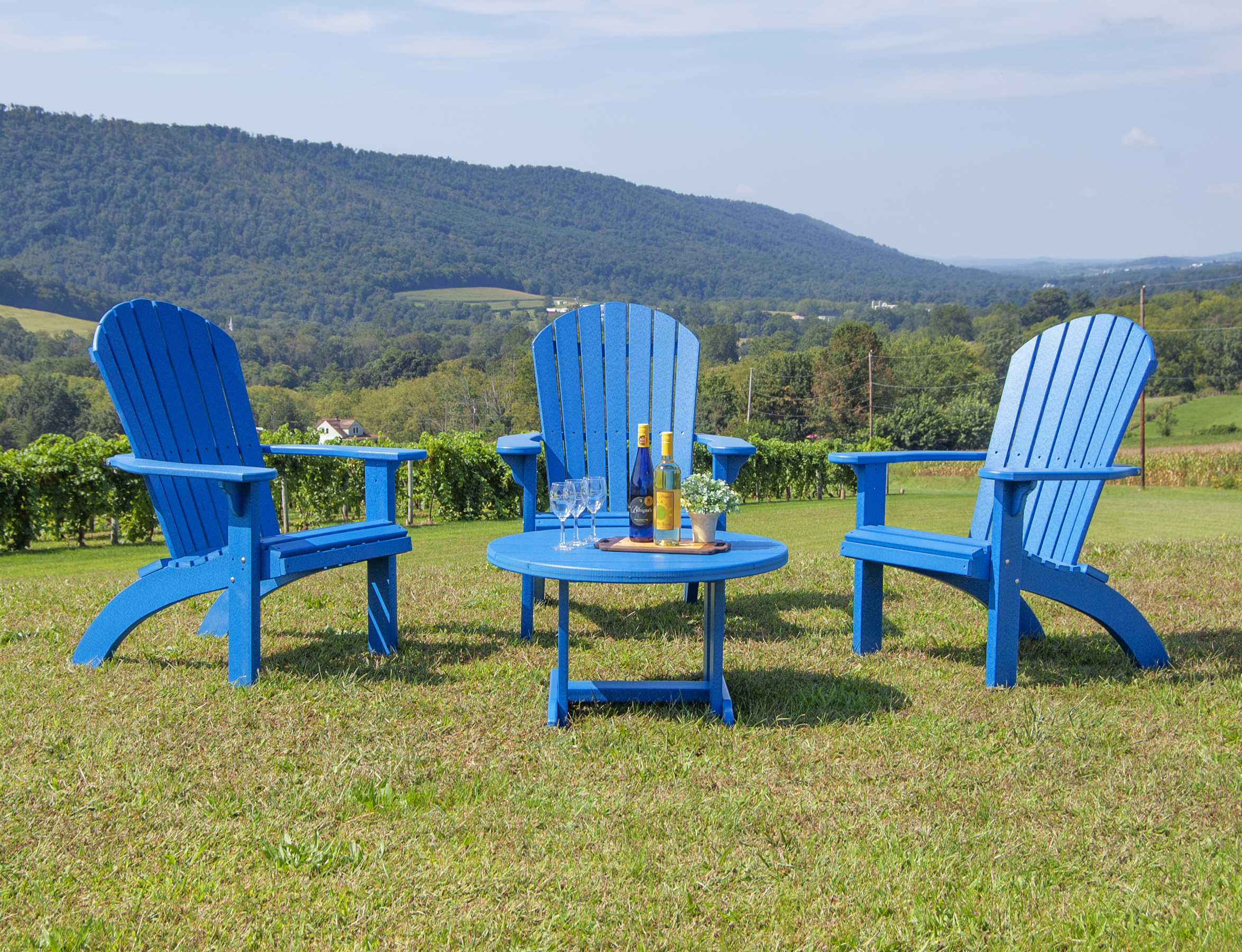 Raised Adirondack Chairs and Chat Table