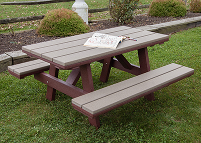 Child Size Picnic Table in Cherrywood and Weathered Wood Poly Lumber