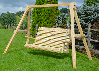 Wooden Contoured Swing and Wooden A-Frame