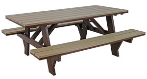 Pine Creek Structures Outdoor Patio Furniture - Poly Picnic Table With Attached Benches