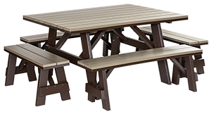Pine Creek Structures Outdoor Patio Furniture - Poly Picnic Table & Separate Benches