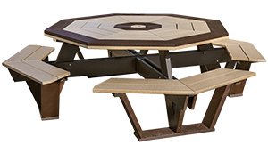 Pine Creek Structures Outdoor Patio Furniture - Octagon Picnic Table with Attached Benches