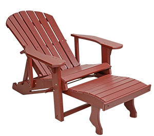 Pine Creek Structures Outdoor Patio Furniture - Poly Lounge Adirondack Chair with Pullout Ottoman