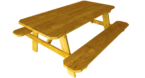 Pine Creek Structures Outdoor Patio Furniture - Wooden Picnic Table With Attached Benches