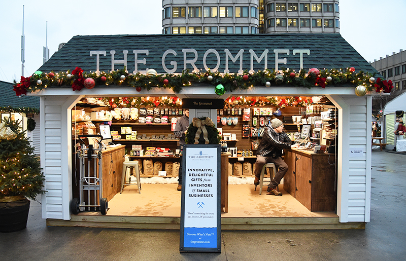 Vinyl Custom Storage Shed Vendor Units Being Used At A Boston Christmas Village