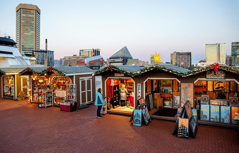 LP Custom Storage Shed Vendor Units Being Used At A Baltimore Christmas Village By The Water