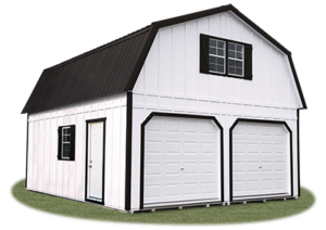 2-Car Modular Garage with Second Story and Gambrel Style Roofline Built By Pine Creek Structures
