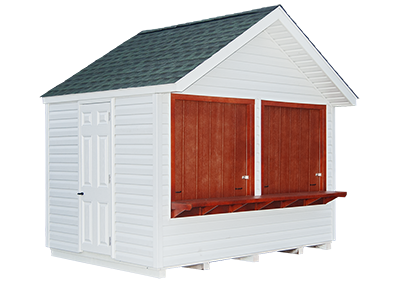 Custom 10 x 8 Cape Cod Vinyl Vendor Building from Pine Creek Structures