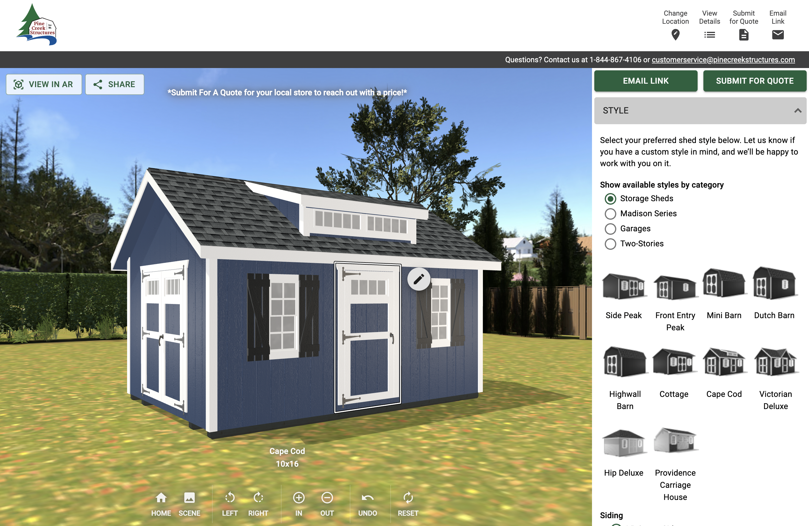 Online 3D Shed Builder for Pine Creek Structures