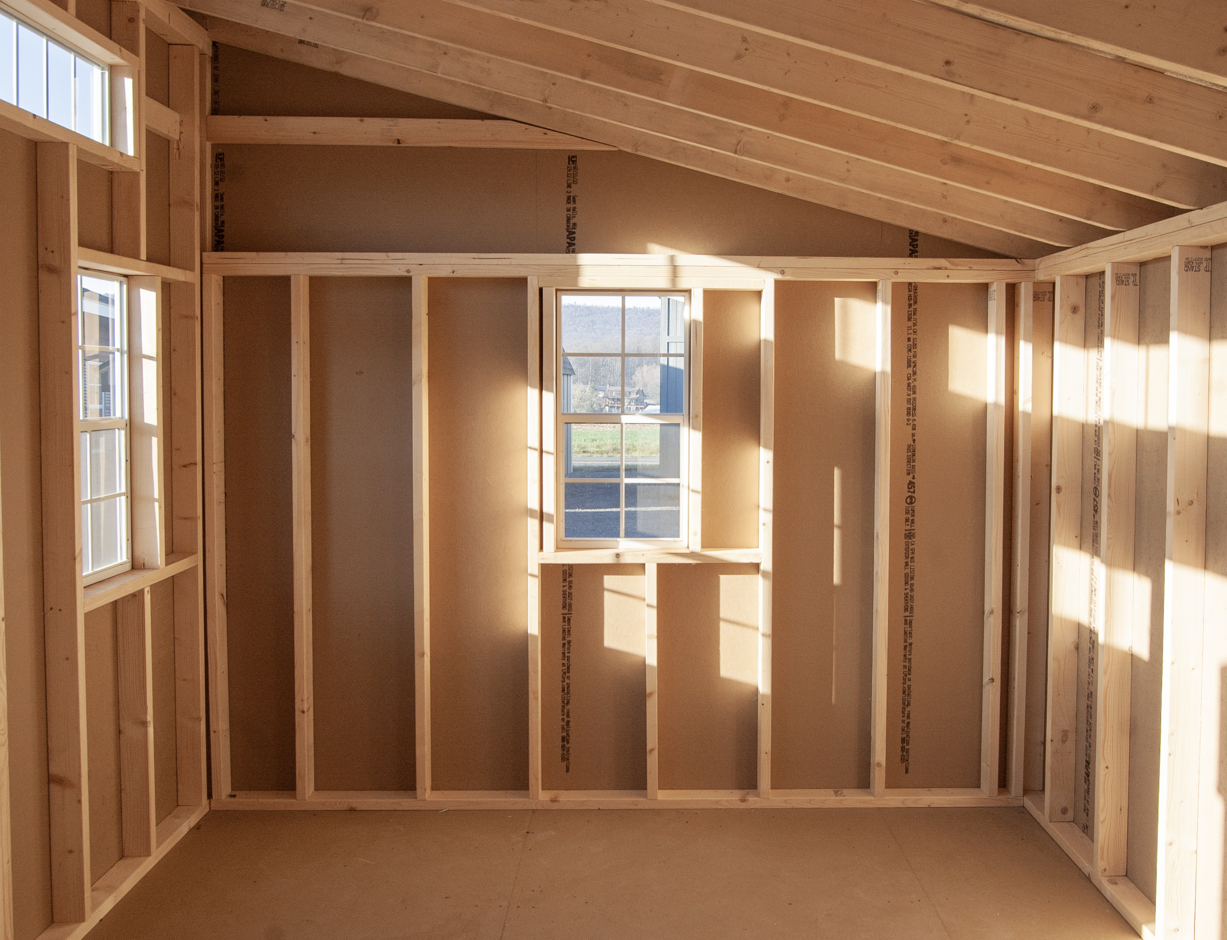 10x14 Custom Lean To Storage Shed Interior from Pine Creek Structures 