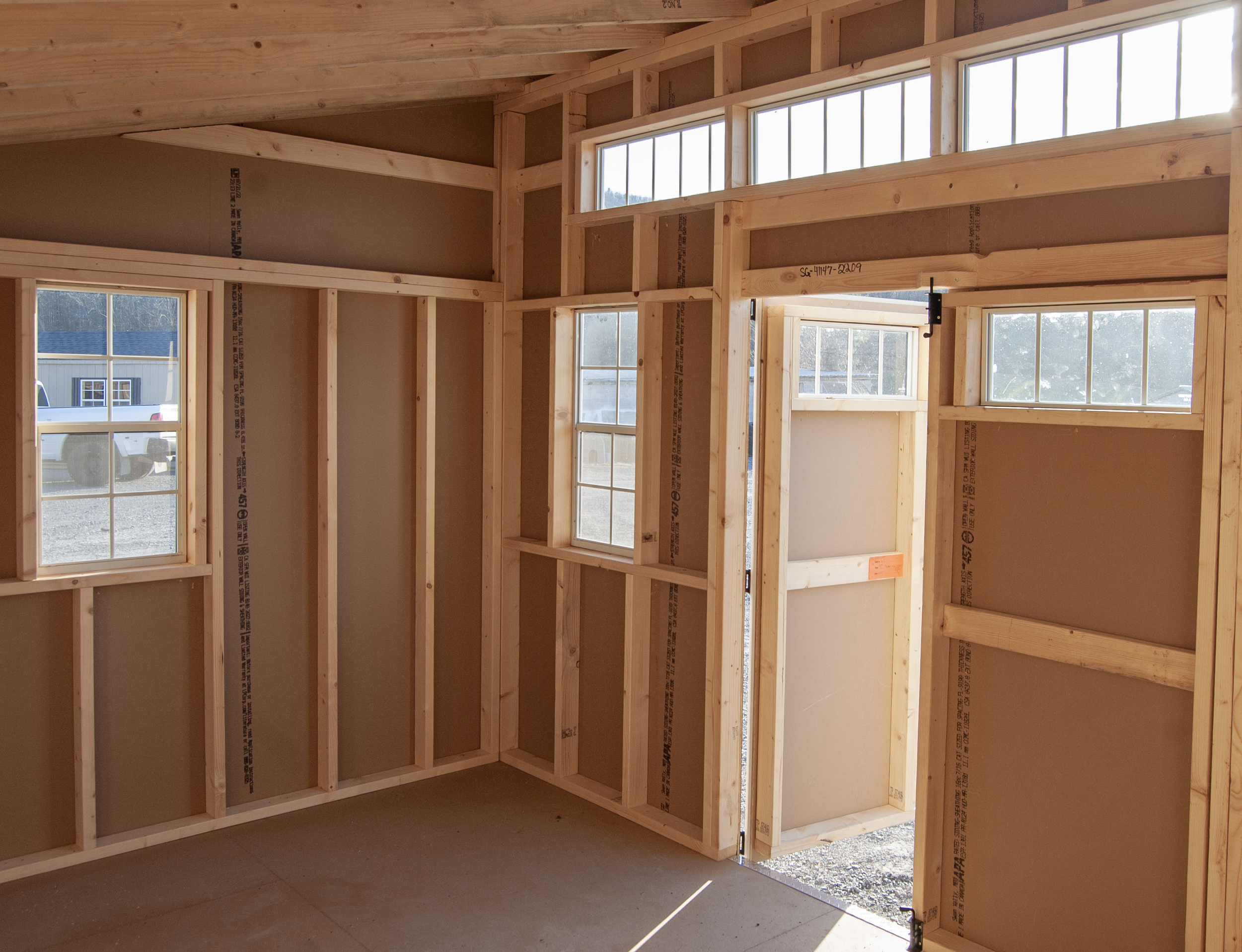 10x14 Custom Lean To Storage Shed Interior from Pine Creek Structures 