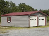 24x24 Custom Two-Car Modular Garage with Vinyl Siding and Metal Roofing