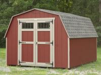 10x14 Madison Series Mini Barn Storage Shed with Red Siding and Transom Windows