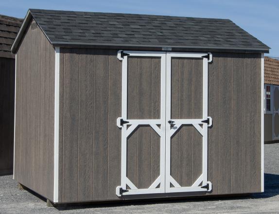 8x10 Madison Series (Economy Line) Peak Style Storage Shed with Driftwood Grey LP Siding and White Trim