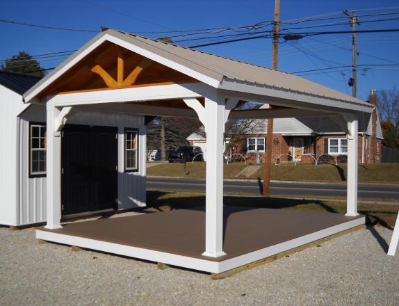 12'x 16' Vinyl Peak Pavilion  w/ Composite Decking 