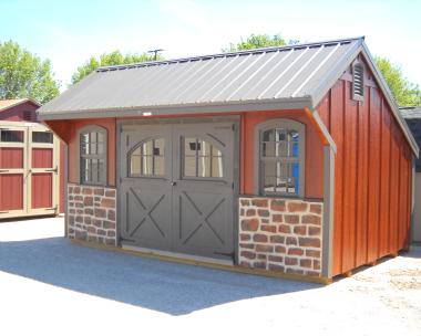 10'x16' Carriage House Shed w/ Stone Front