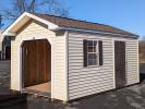 10x16 A-Frame Storage Shed with 6x6 Garage Door Sunny Maize Vinyl Siding 