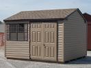 10x12 Peak Shed with Java Brown Vinyl Siding, Dark Brown Trim, and Shingle Roof